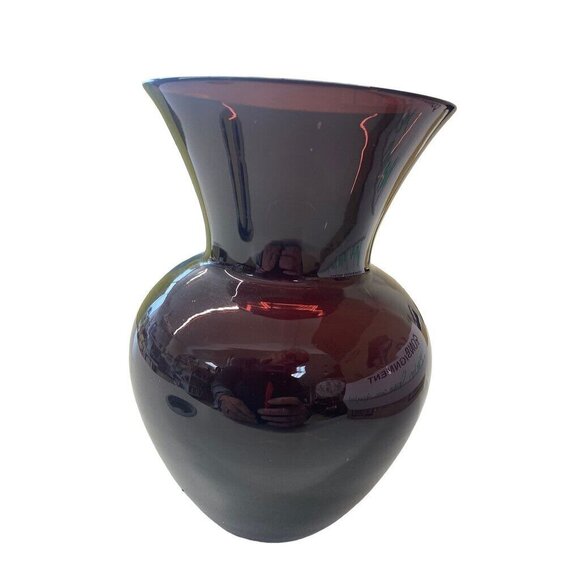 Vintage Hand-Blown Burgundy Glass Vase - Picture 4 of 4